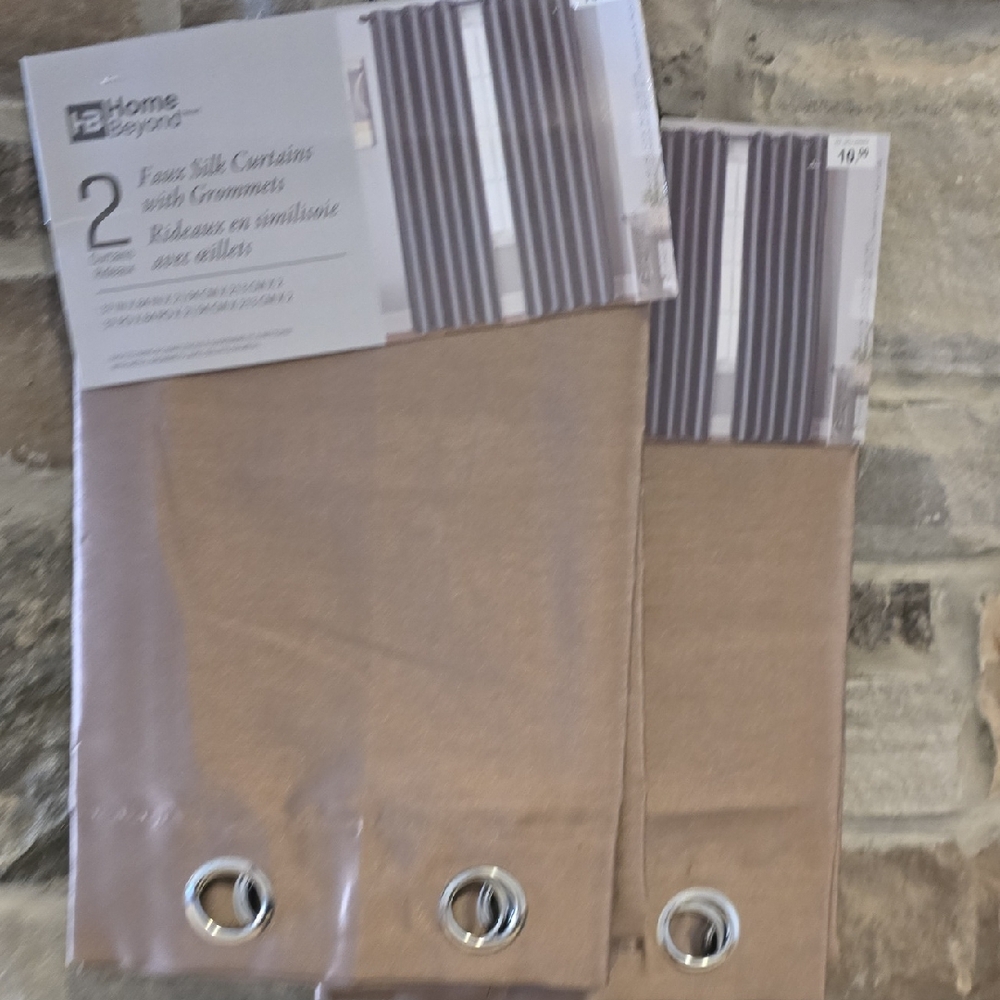 Home Beyond Faux Silk Curtains with Grommets